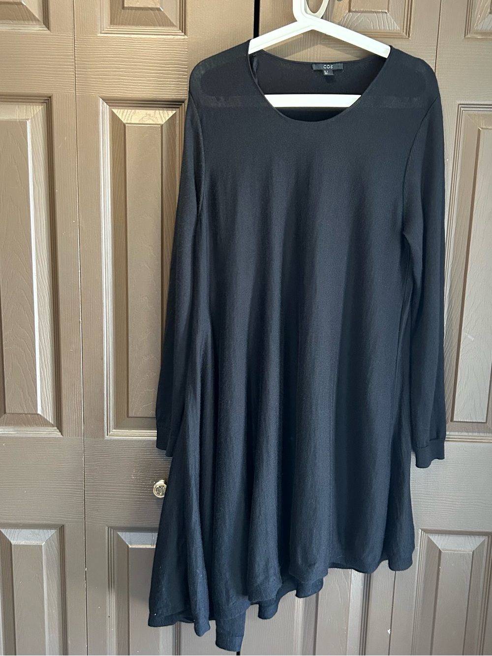 COS Black Ribbed Knit Crew Dress